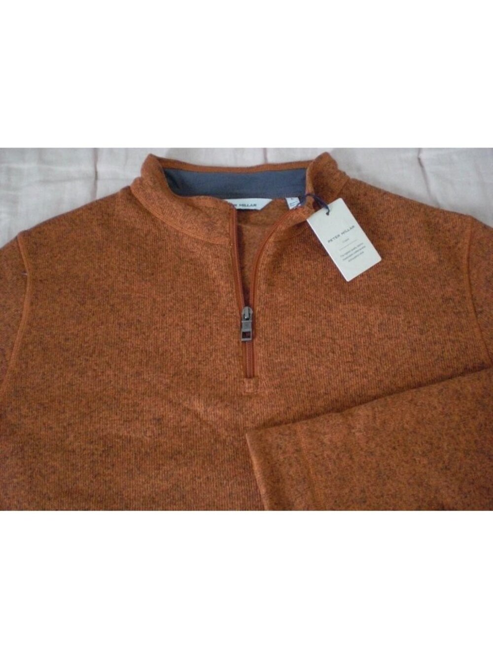 Peter Millar Crown 1/4-Zip Fleece Pullover Sweater - Mens M - Squash $158